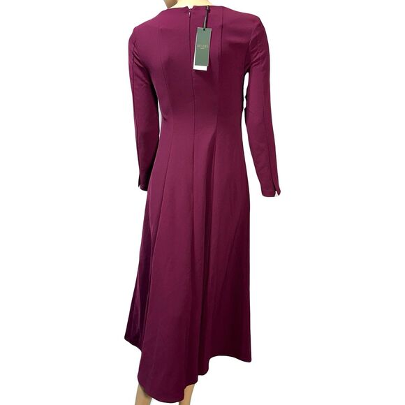 Hobbs London Leonora Dress Midi Long Sleeve warm plum Modest US Size 4 NWT - Picture 4 of 14